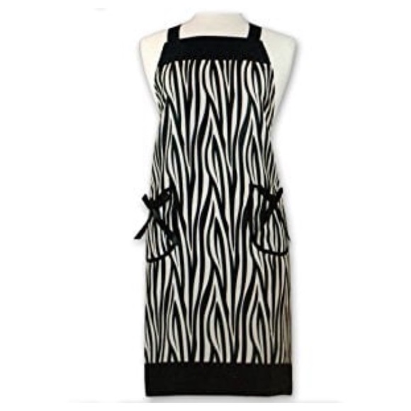 💜 Gourmet Club Zebra Print Bib Apron with Pockets Hostess Apron - Picture 1 of 6